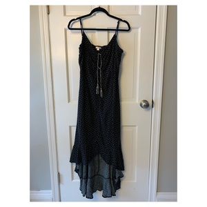 Black dress with white polka dots